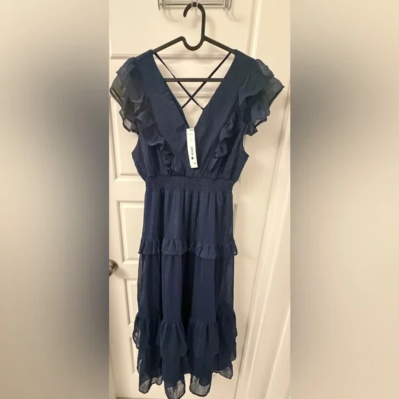 Aqua Womens Chiffon Metallic Maxi
Dress - Picture 2 of 5